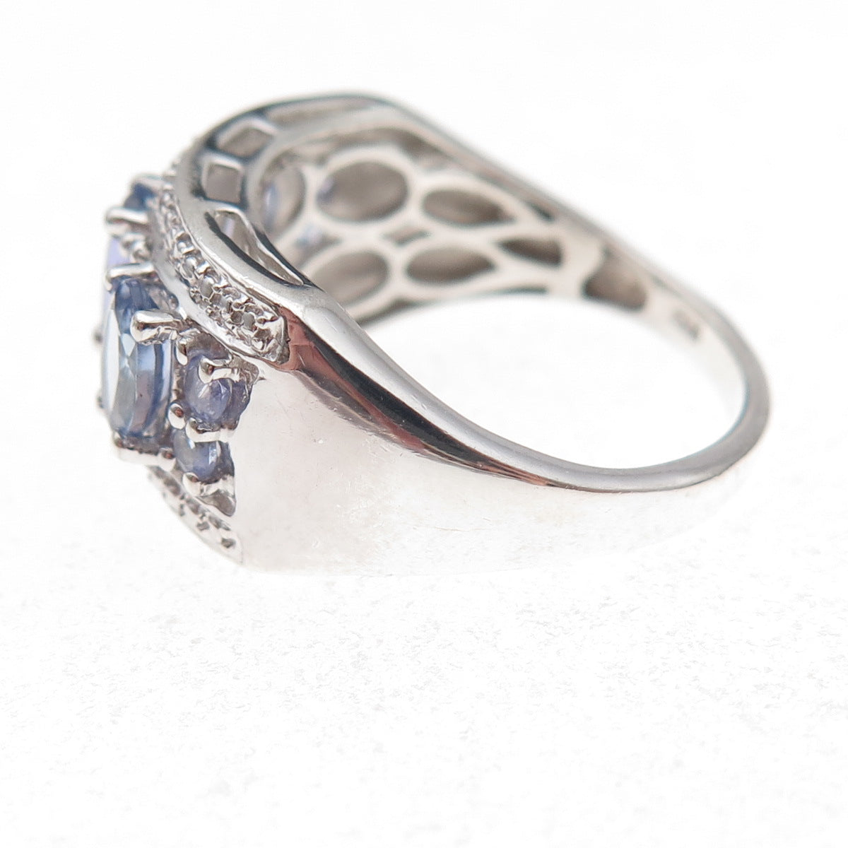 Chuck Clemency 925 Sterling Silver Real Multi-Cut Tanzanite Ring Size 8.25