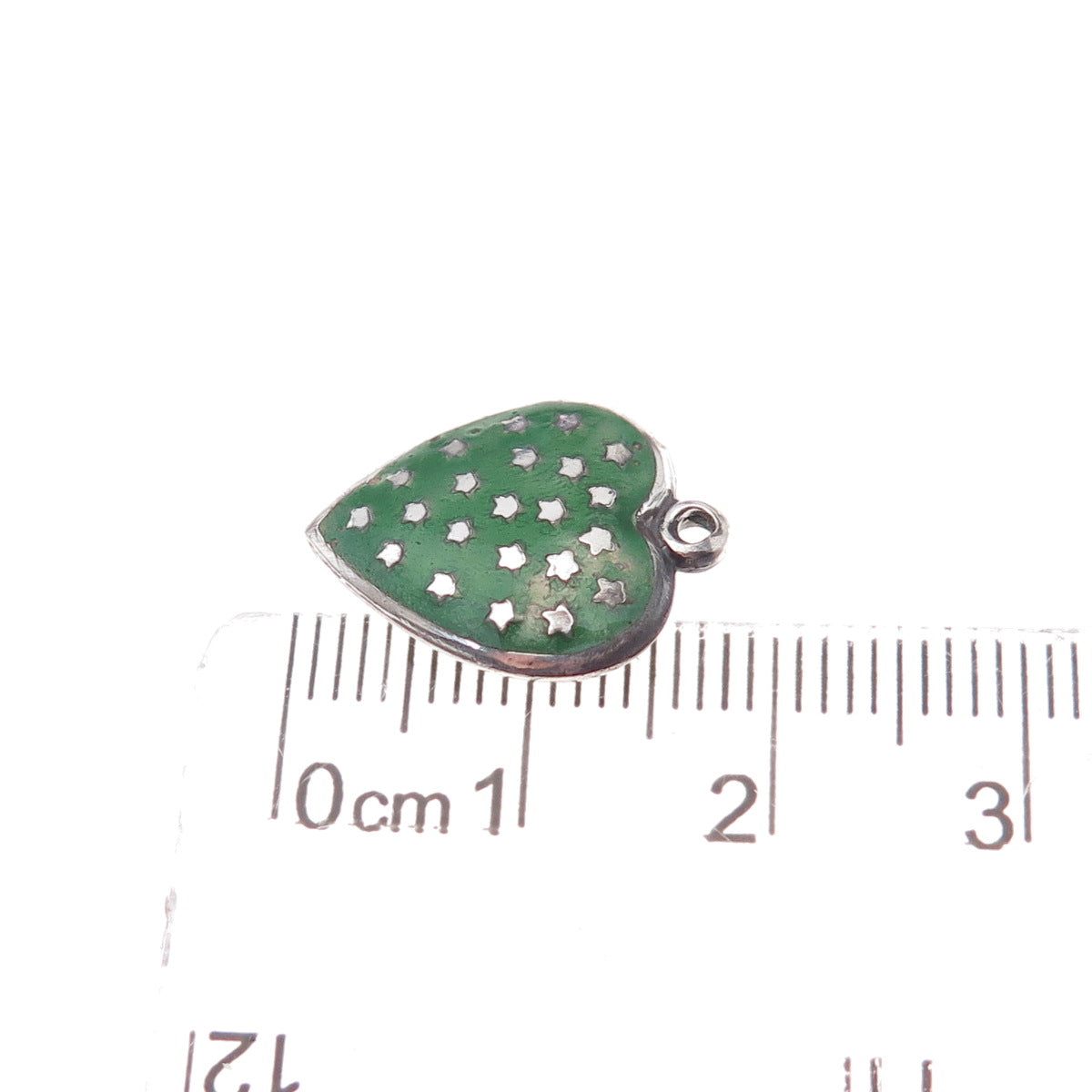 925 Sterling Silver Antique Art Deco Enamel Star Heart Chatelaine Charm Pendant