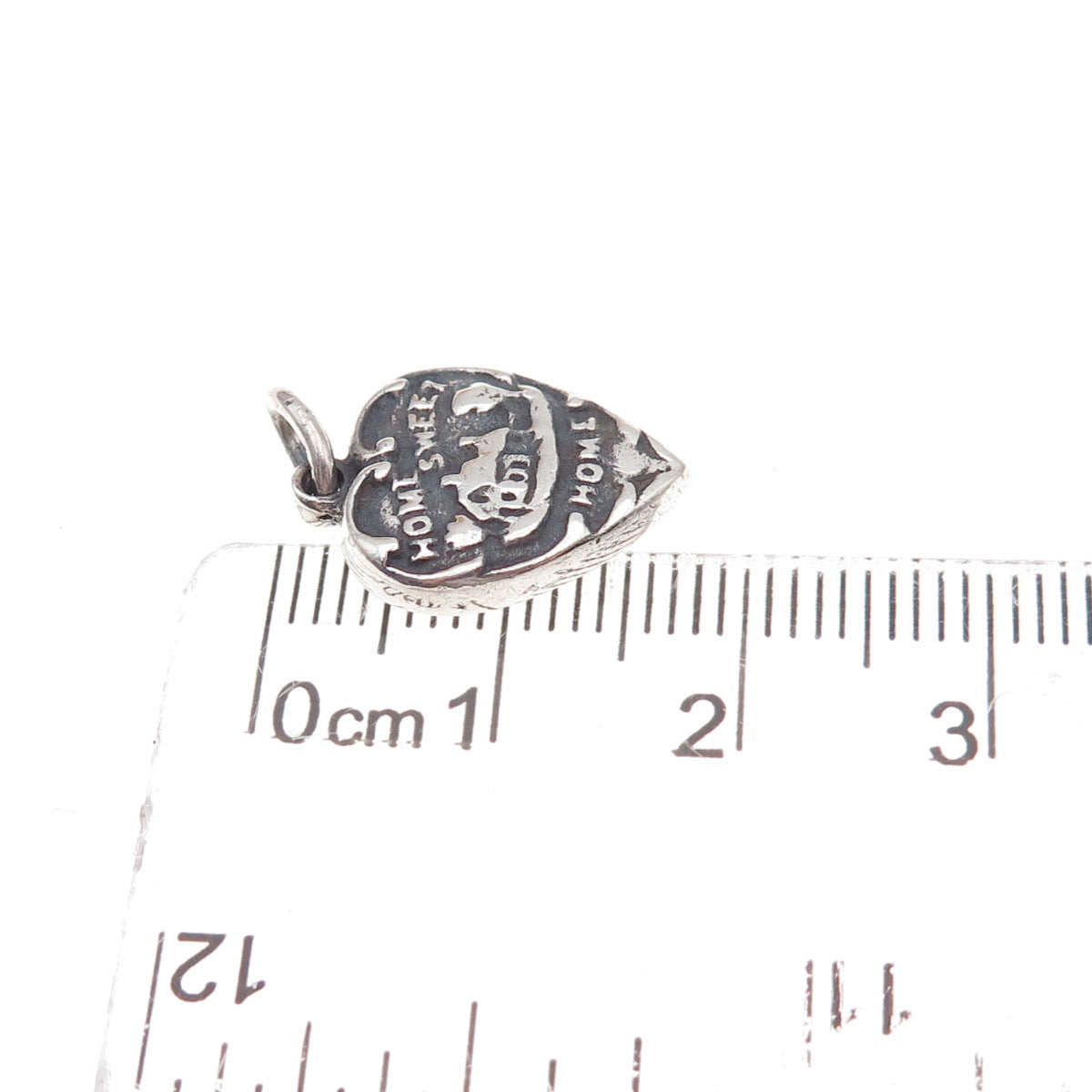 925 Sterling Silver Antique Art Deco Home Sweet Home Heart Chatelaine Pendant