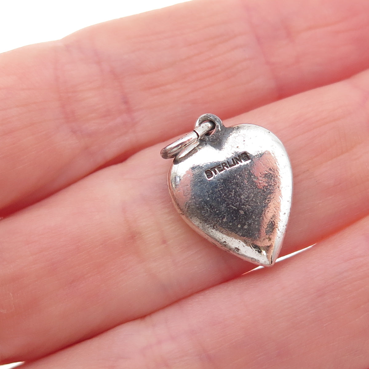 925 Sterling Silver Antique Art Deco Home Sweet Home Heart Chatelaine Pendant
