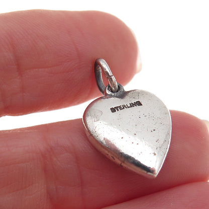 925 Sterling Silver Antique Art Deco Home Sweet Home Heart Chatelaine Pendant