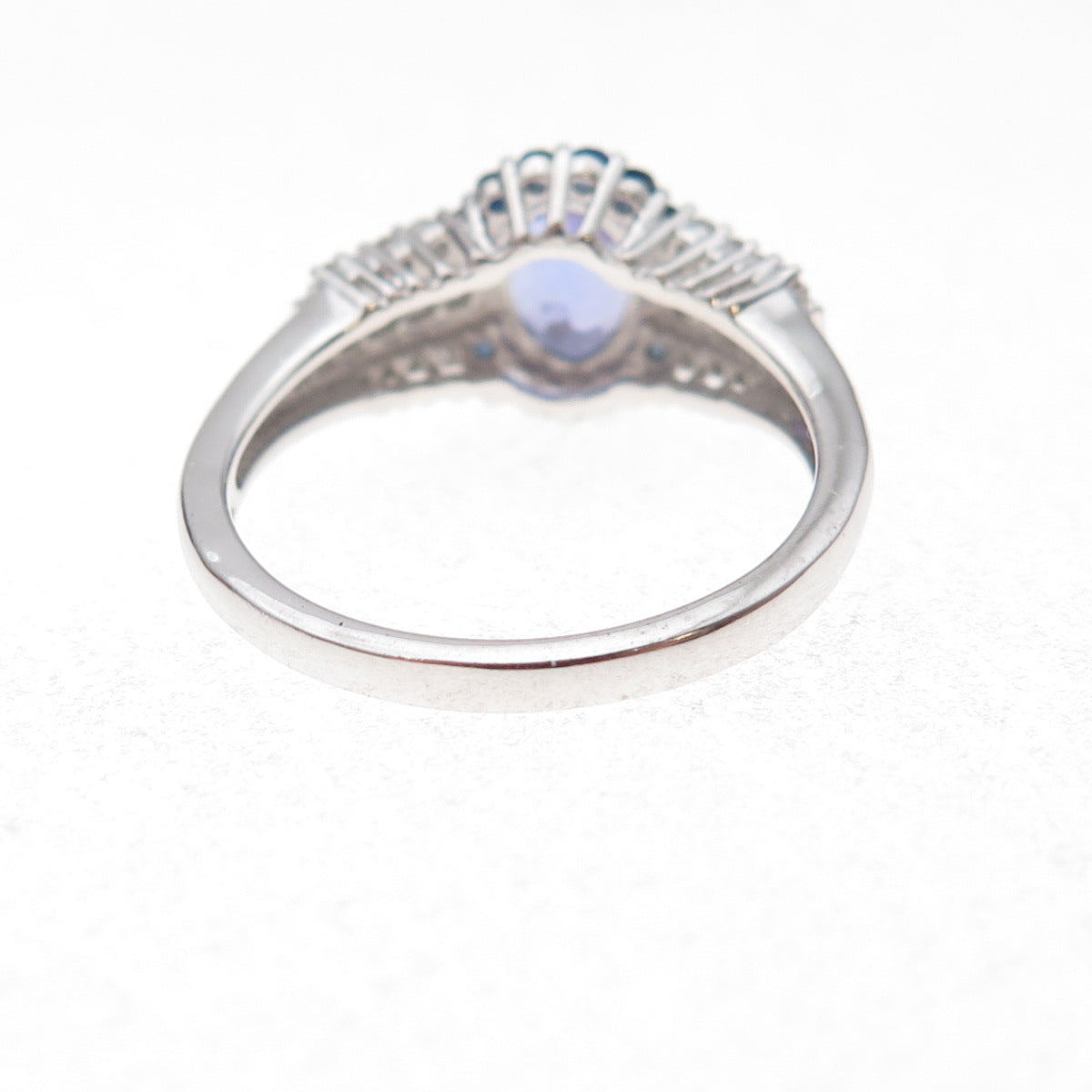 925 Sterling Silver Real Tanzanite Sapphire & White Topaz Ring Size 8