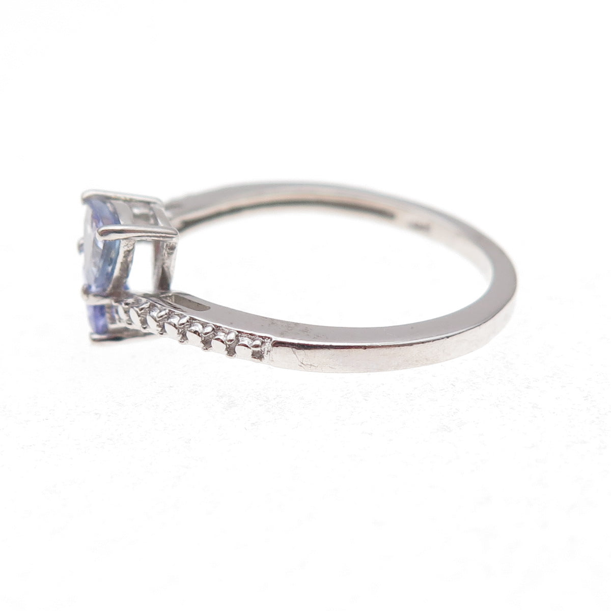 Chuck Clemency 925 Sterling Silver Real Triangle-Cut Tanzanite Ring Size 8