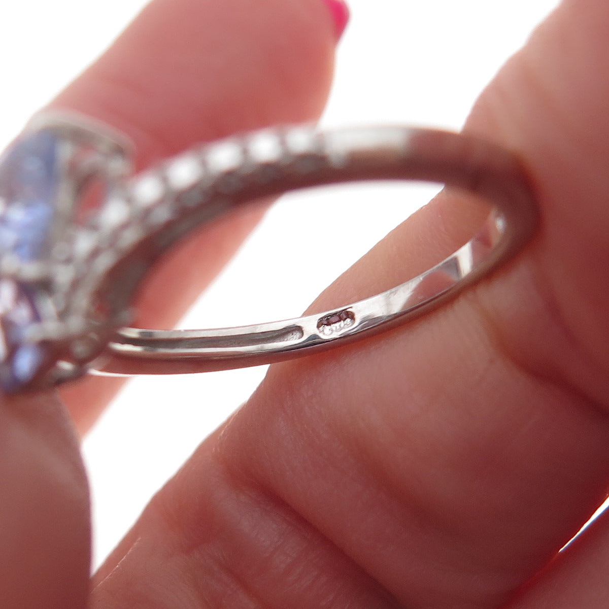 Chuck Clemency 925 Sterling Silver Real Triangle-Cut Tanzanite Ring Size 8