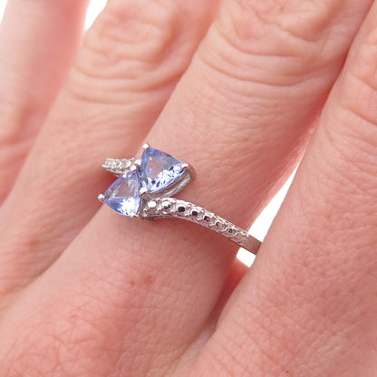 Chuck Clemency 925 Sterling Silver Real Triangle-Cut Tanzanite Ring Size 8