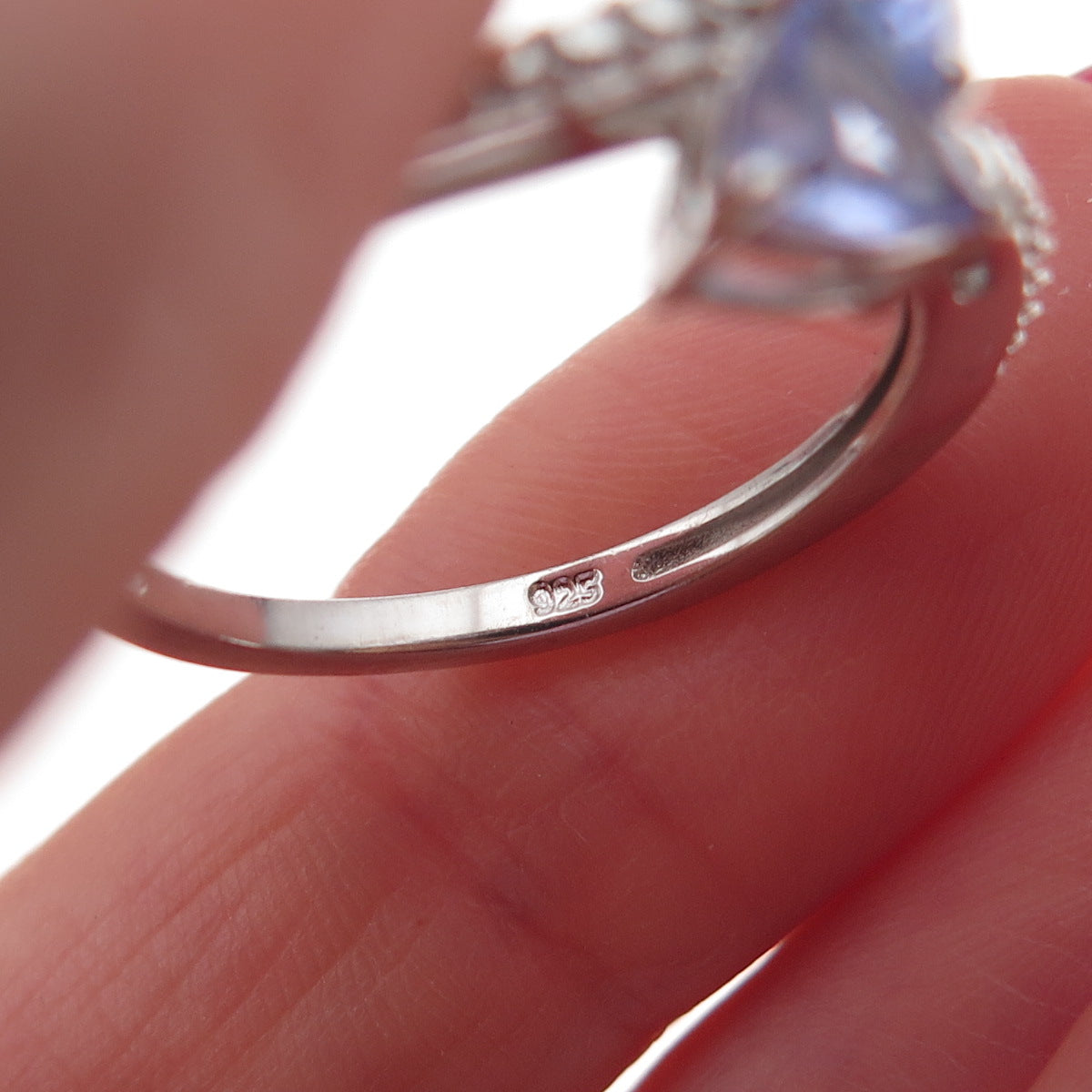 Chuck Clemency 925 Sterling Silver Real Triangle-Cut Tanzanite Ring Size 8
