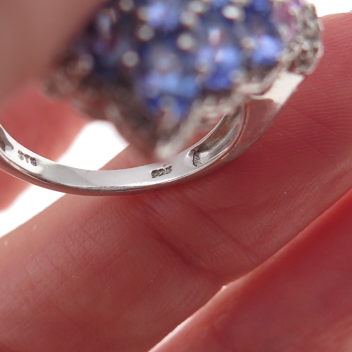 Chuck Clemency 925 Sterling Silver Real Tanzanite Pink & White Topaz Ring Size 8