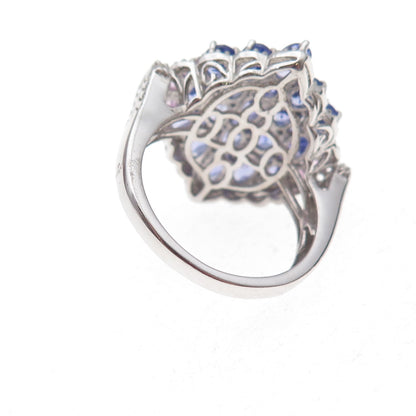 Chuck Clemency 925 Sterling Silver Real Tanzanite Pink & White Topaz Ring Size 8