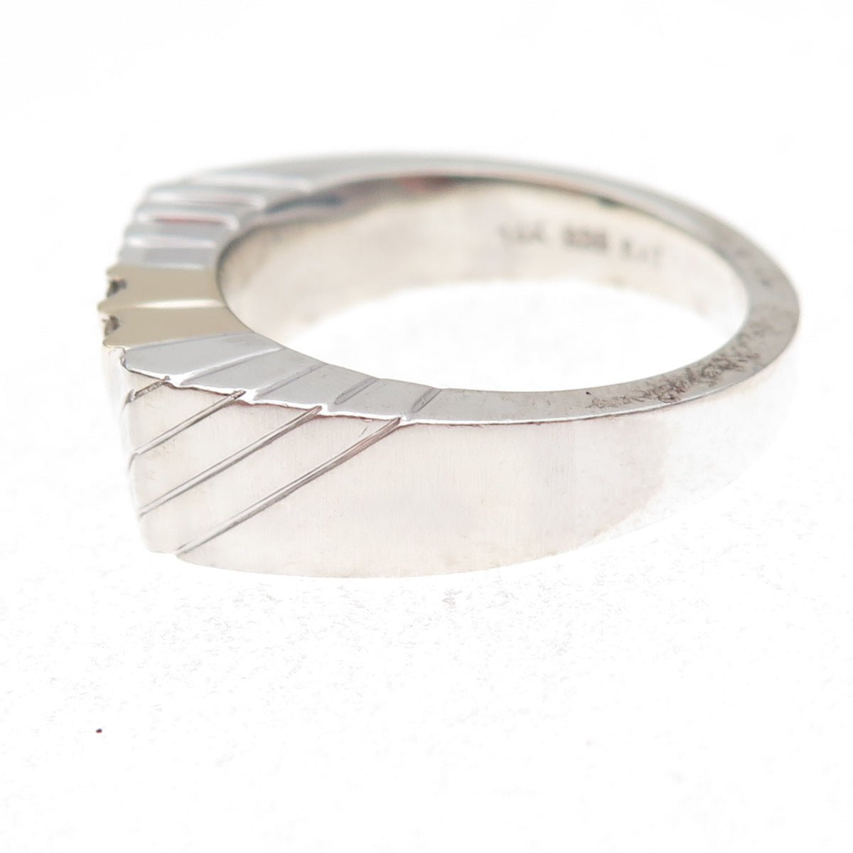 Sai 925 Sterling Silver 14K Gold Real Round-Cut Diamond Ring Size 10.5