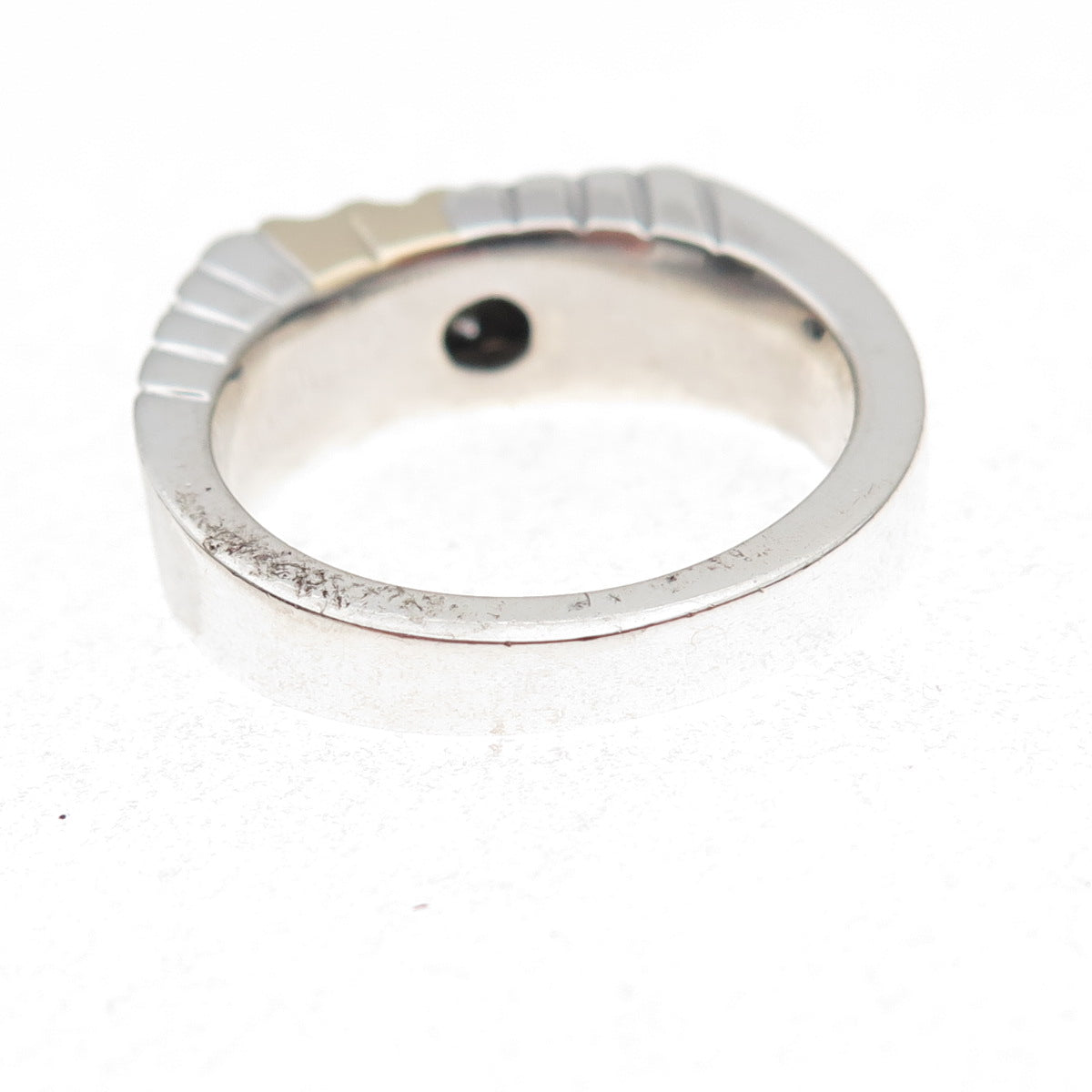 Sai 925 Sterling Silver 14K Gold Real Round-Cut Diamond Ring Size 10.5