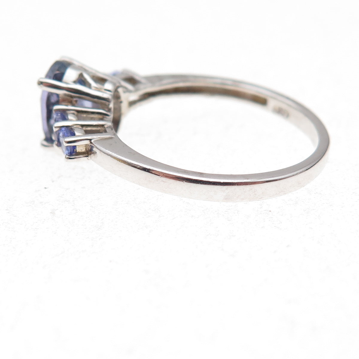 Chuck Clemency Sterling Silver Real Oval & Round-Cut Tanzanite Ring Size 8.25