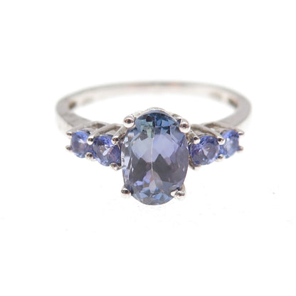 Chuck Clemency Sterling Silver Real Oval & Round-Cut Tanzanite Ring Size 8.25
