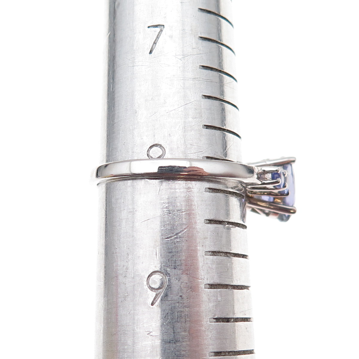 Chuck Clemency Sterling Silver Real Oval & Round-Cut Tanzanite Ring Size 8.25