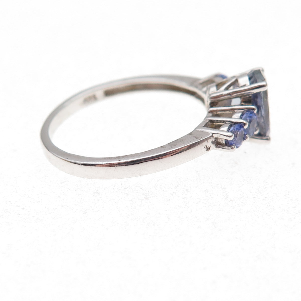 Chuck Clemency Sterling Silver Real Oval & Round-Cut Tanzanite Ring Size 8.25