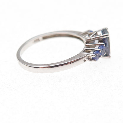 Chuck Clemency Sterling Silver Real Oval & Round-Cut Tanzanite Ring Size 8.25