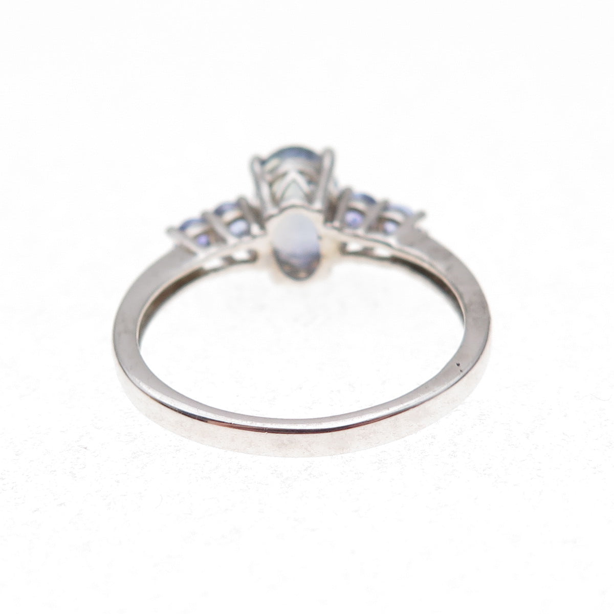 Chuck Clemency Sterling Silver Real Oval & Round-Cut Tanzanite Ring Size 8.25