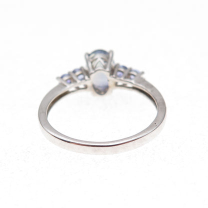 Chuck Clemency Sterling Silver Real Oval & Round-Cut Tanzanite Ring Size 8.25
