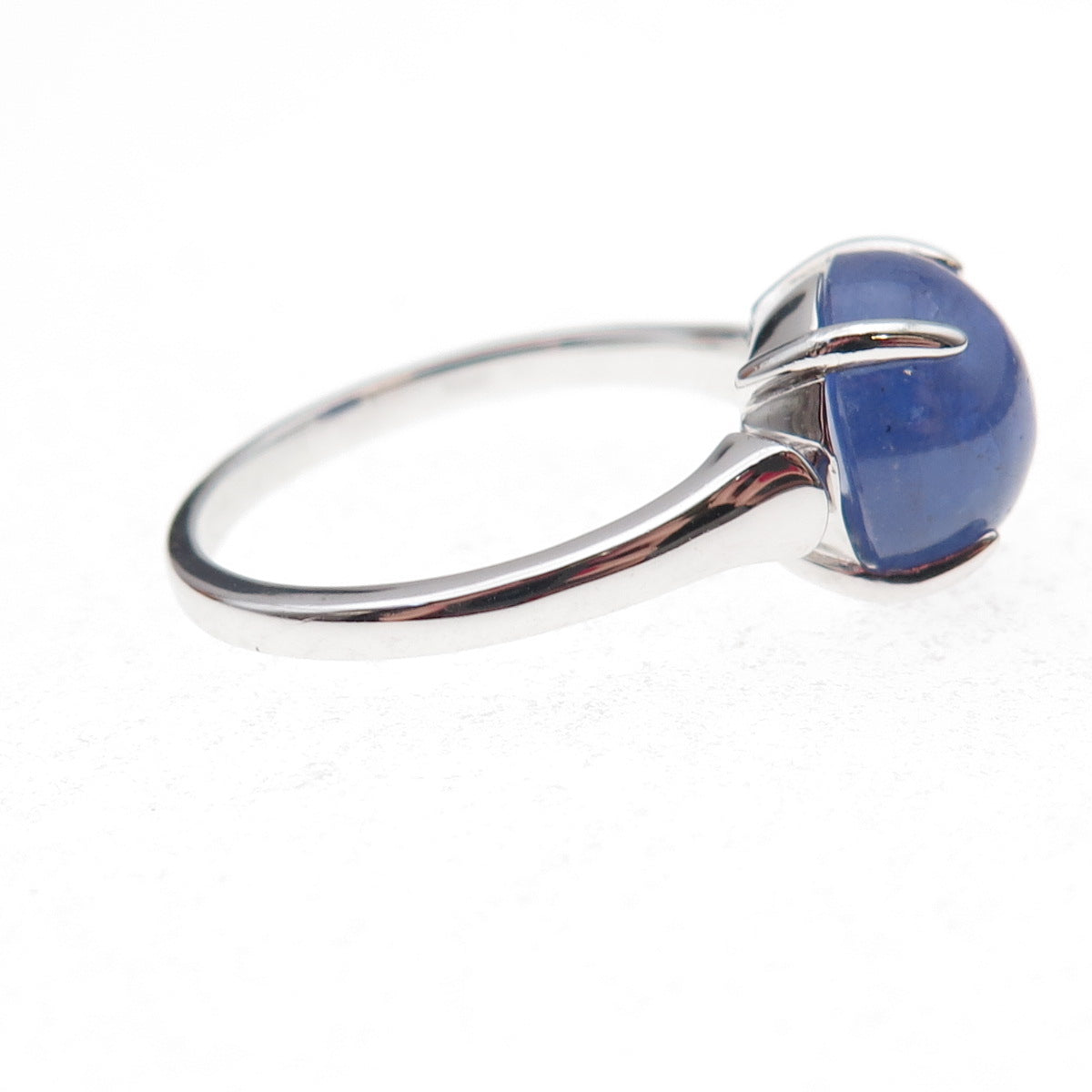 925 Sterling Silver Real Cabochon Tanzanite Ring Size 8
