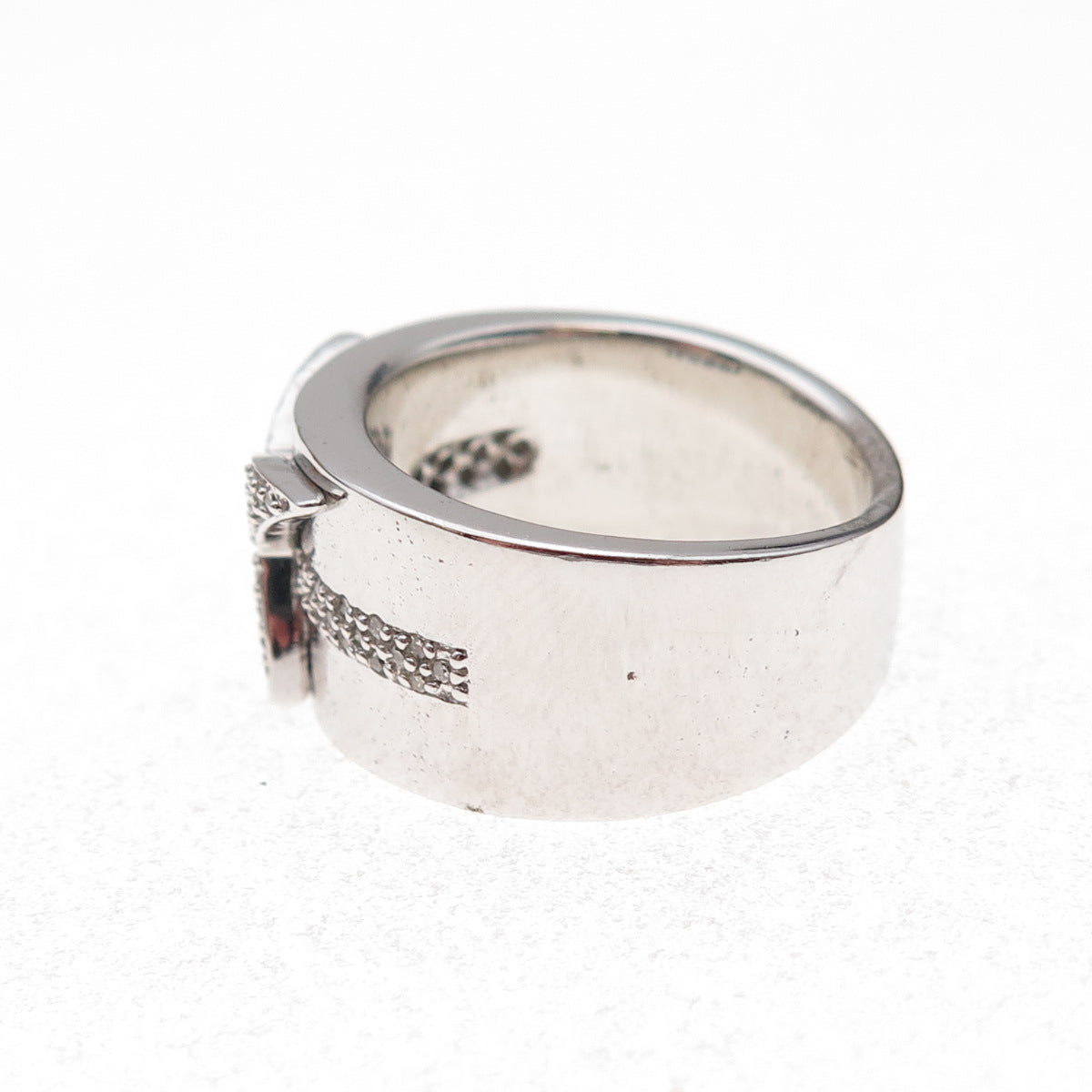 925 Sterling Silver Mexico Real Round-Cut Diamond Starburst Ring Size 7