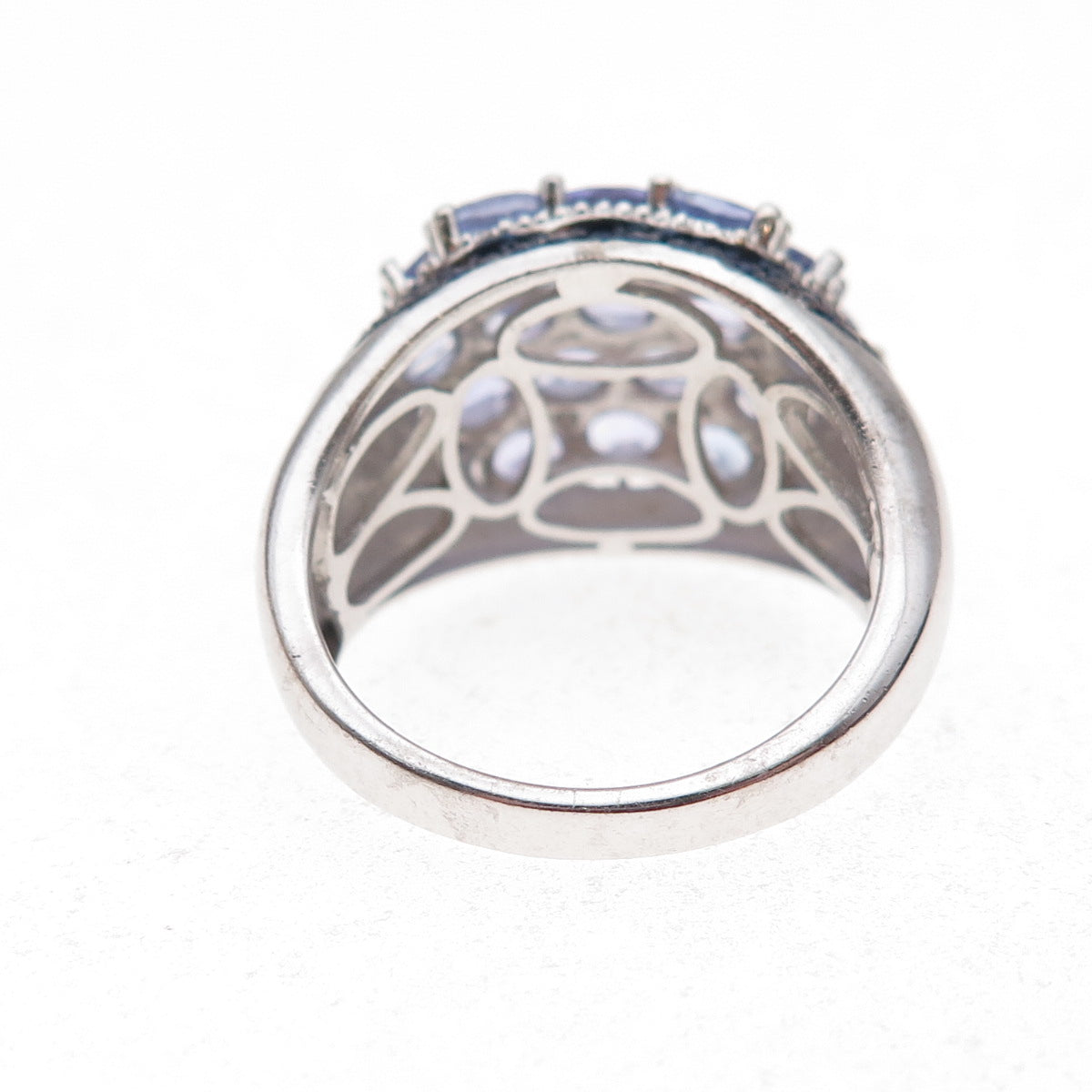 Chuck Clemency 925 Sterling Silver Real Blue Diamond & Tanzanite Ring Size 8.25