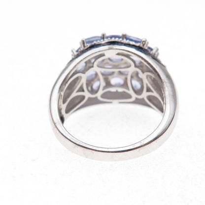 Chuck Clemency 925 Sterling Silver Real Blue Diamond & Tanzanite Ring Size 8.25