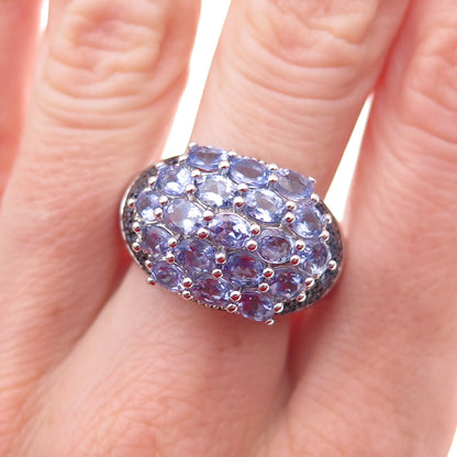 Chuck Clemency 925 Sterling Silver Real Blue Diamond & Tanzanite Ring Size 8.25