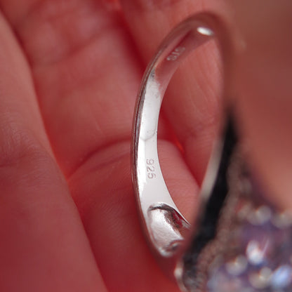 Chuck Clemency 925 Sterling Silver Real Blue Diamond & Tanzanite Ring Size 8.25
