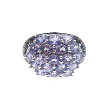 Chuck Clemency 925 Sterling Silver Real Blue Diamond & Tanzanite Ring Size 8.25