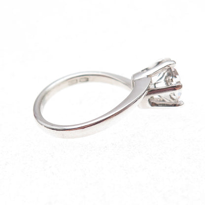 925 Sterling Silver Vintage Round-Cut Crystal Engagement Ring Size 5.5