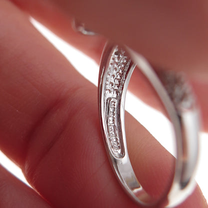 925 Sterling Silver Mexico Real Round-Cut Diamond Bypass Ring Size 7