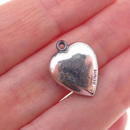 925 Sterling Silver Antique Art Deco Enamel Horseshoe Heart Chatelaine Pendant