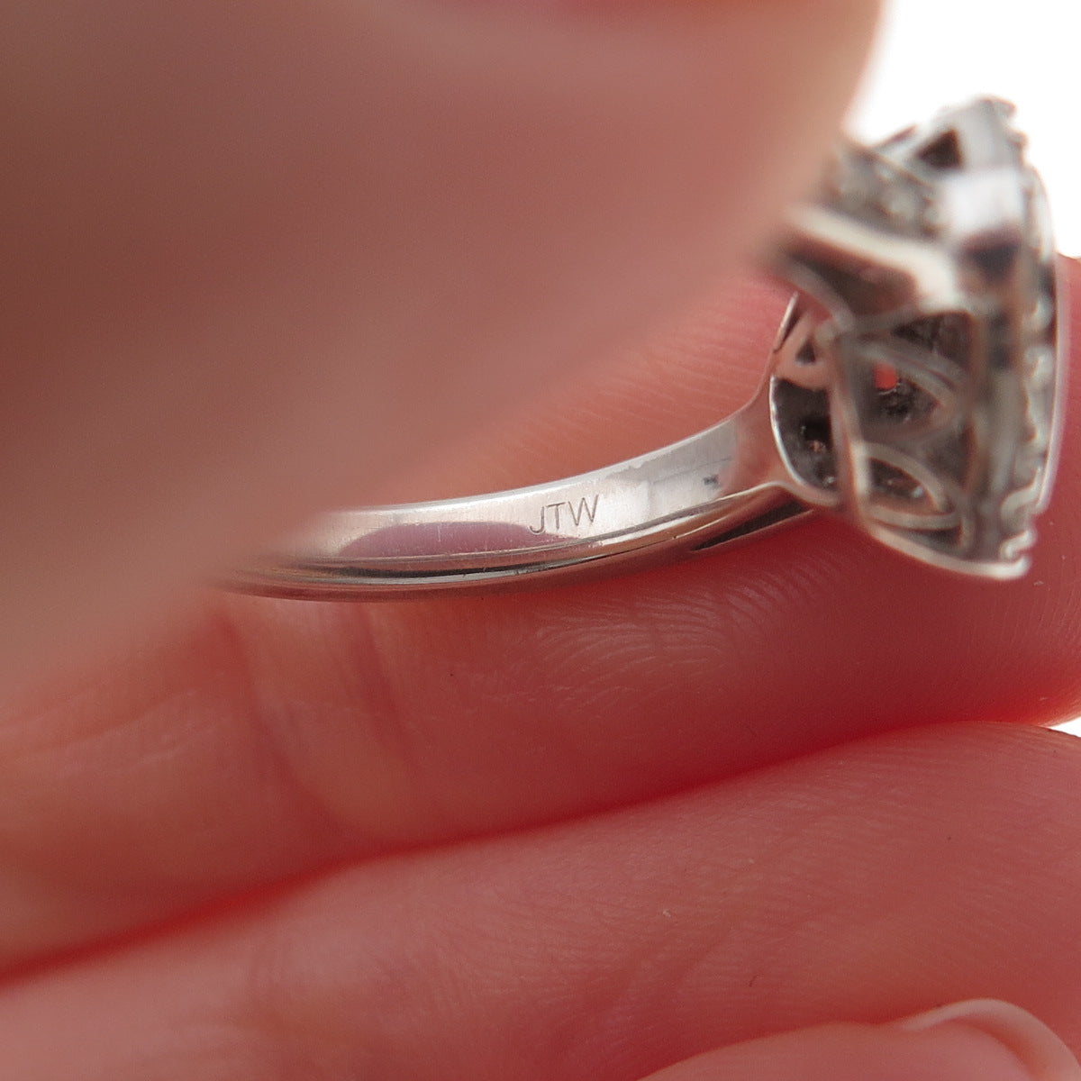 925 Sterling Silver Real Round-Cut Diamond Heart Ring Size 8