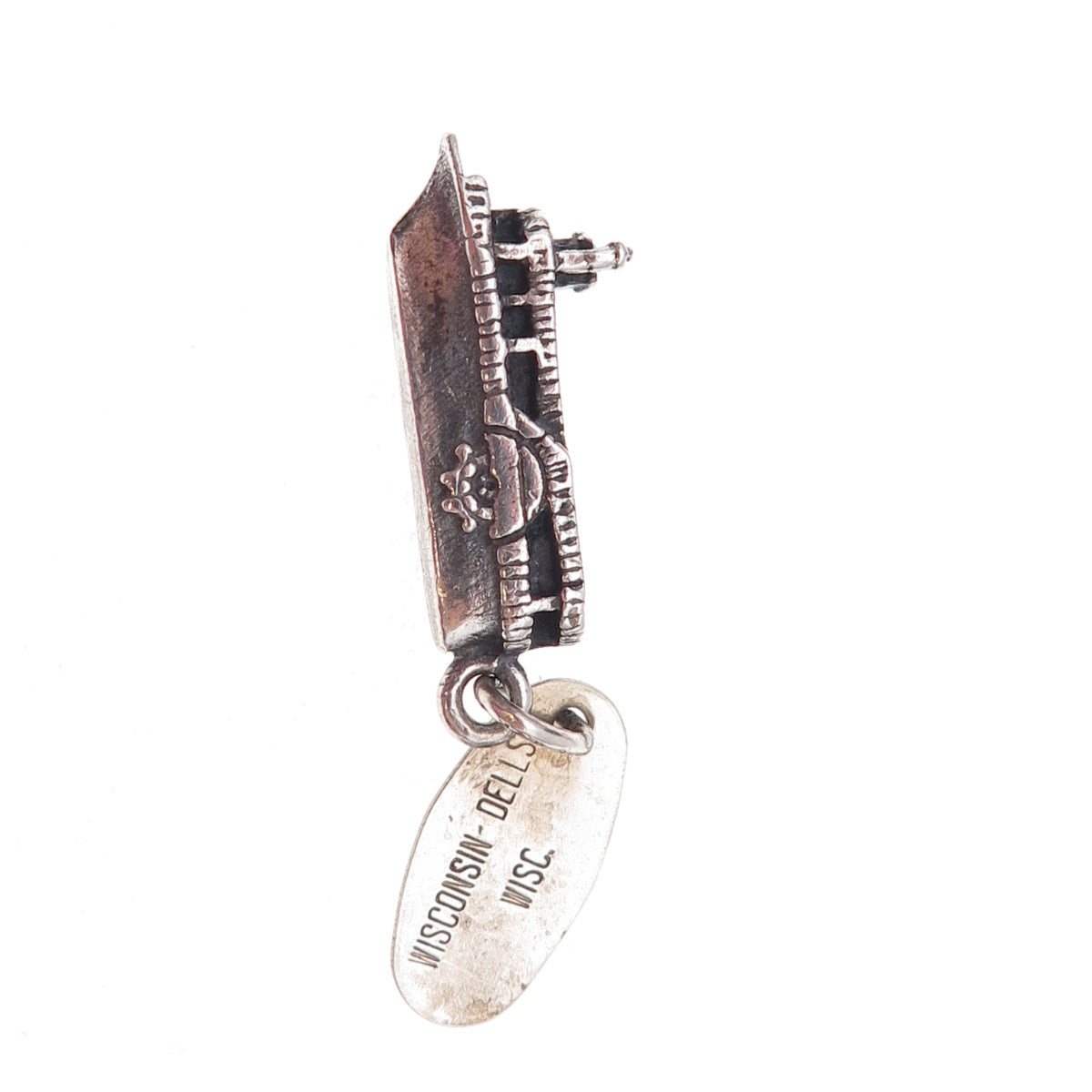 925 Sterling Silver Antique Art Deco Wisconsin Dells Riverboat 3D Charm Pendant