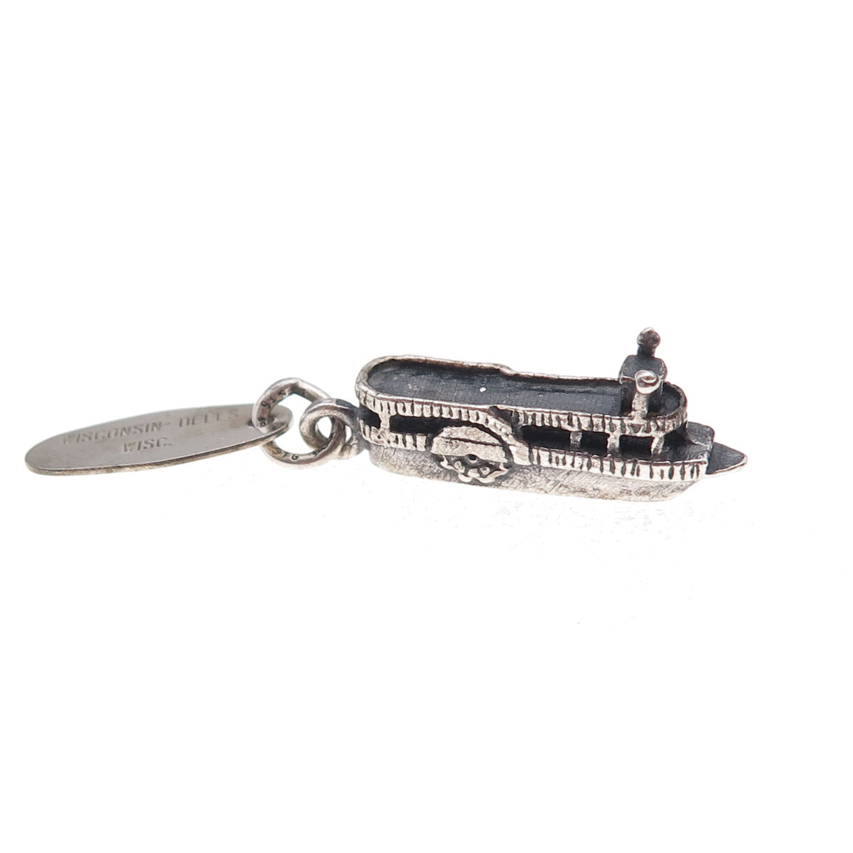 925 Sterling Silver Antique Art Deco Wisconsin Dells Riverboat 3D Charm Pendant