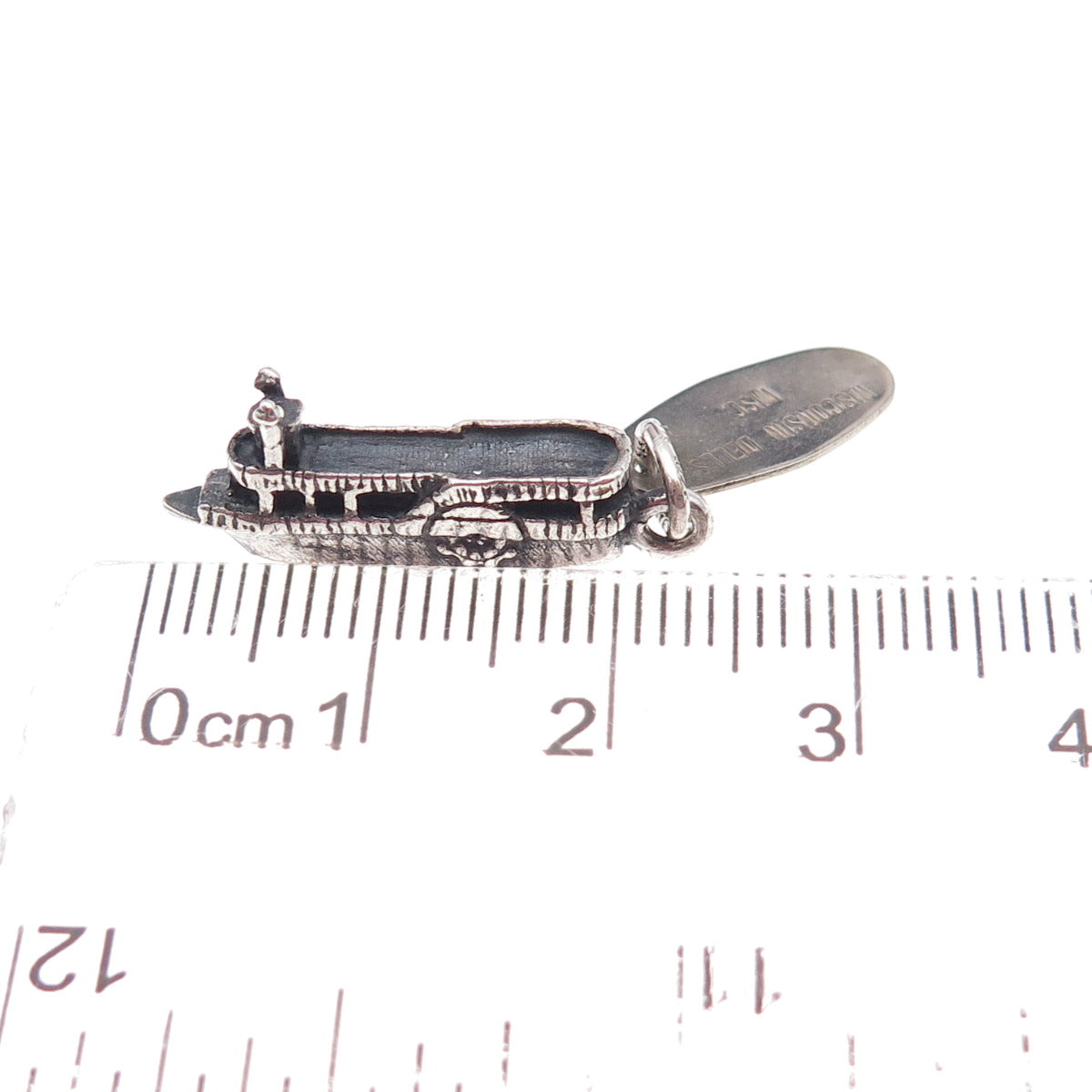 925 Sterling Silver Antique Art Deco Wisconsin Dells Riverboat 3D Charm Pendant
