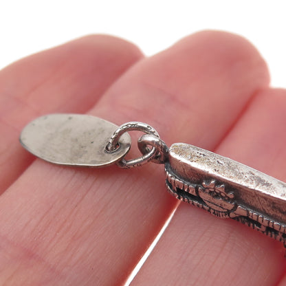 925 Sterling Silver Antique Art Deco Wisconsin Dells Riverboat 3D Charm Pendant