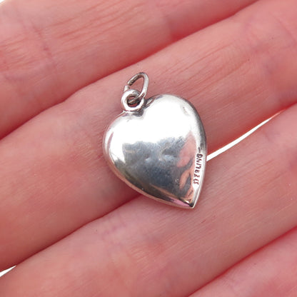 925 Sterling Silver Antique Art Deco Floral Heart Chatelaine Charm Pendant
