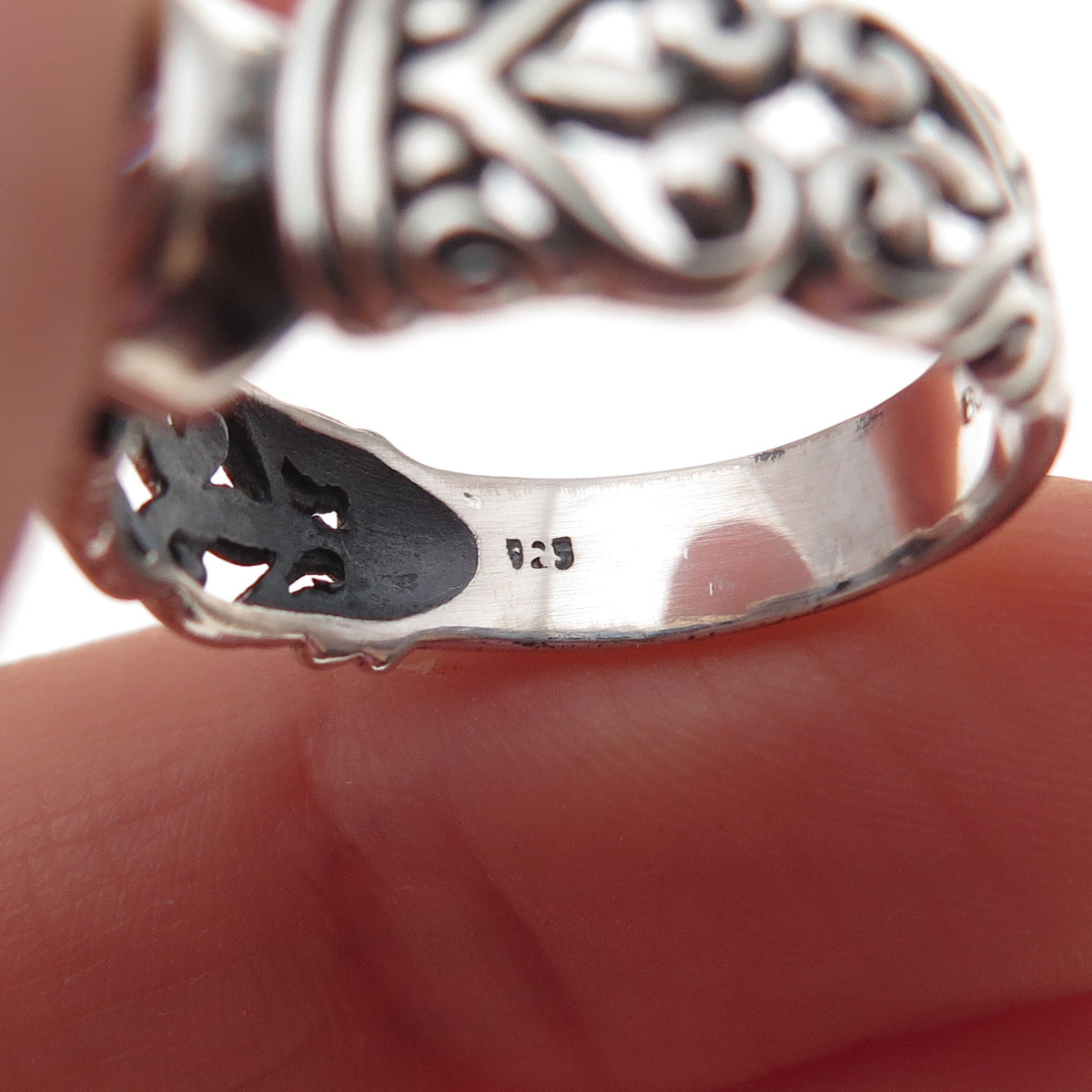 Samuel Benham 925 Sterling Silver Vintage Real Iolite Heart Ring Size 8.25