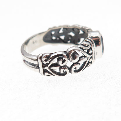 Samuel Benham 925 Sterling Silver Vintage Real Iolite Heart Ring Size 8.25