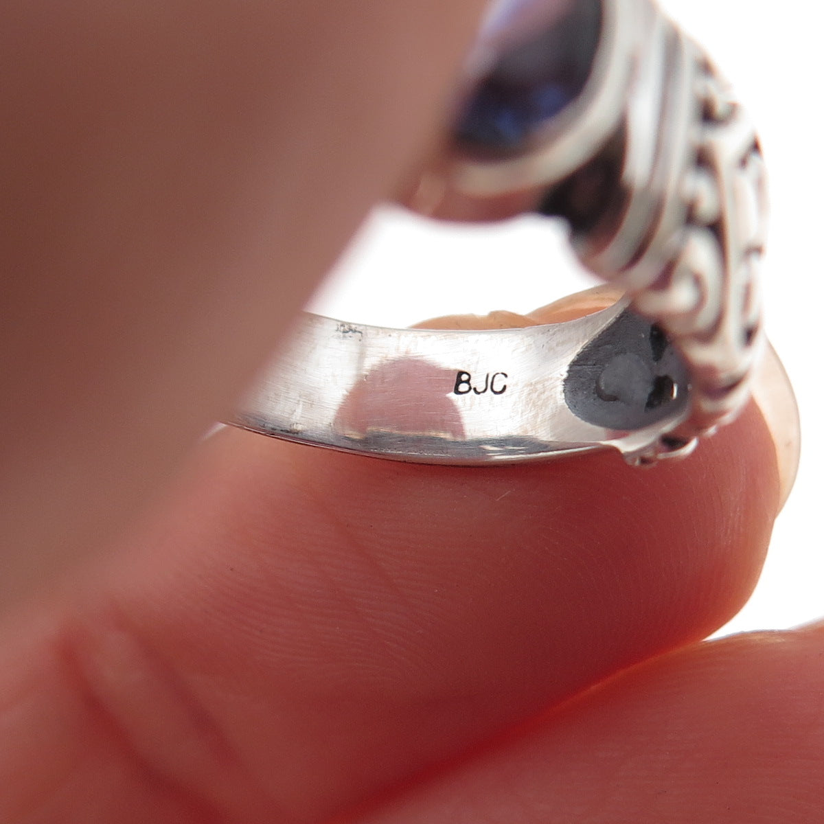 Samuel Benham 925 Sterling Silver Vintage Real Iolite Heart Ring Size 8.25