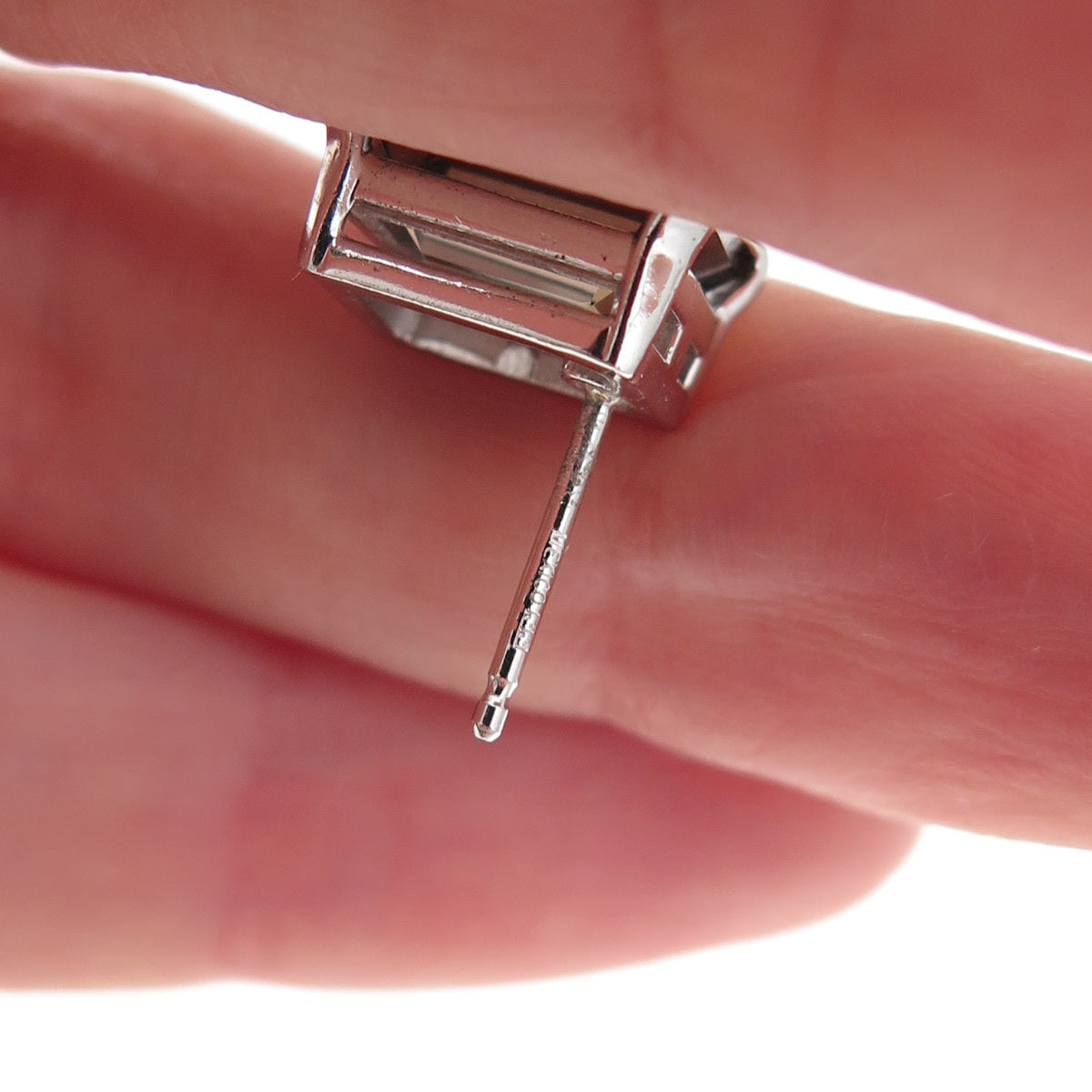 925 Sterling Silver Mexico Real Emerald-Cut Smoky Quartz Earrings