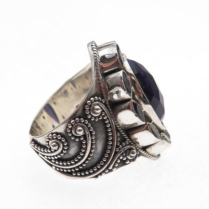 925 Sterling Vintage Real Amethyst Iolite Garnet Citrine & Peridot Ring Size 10