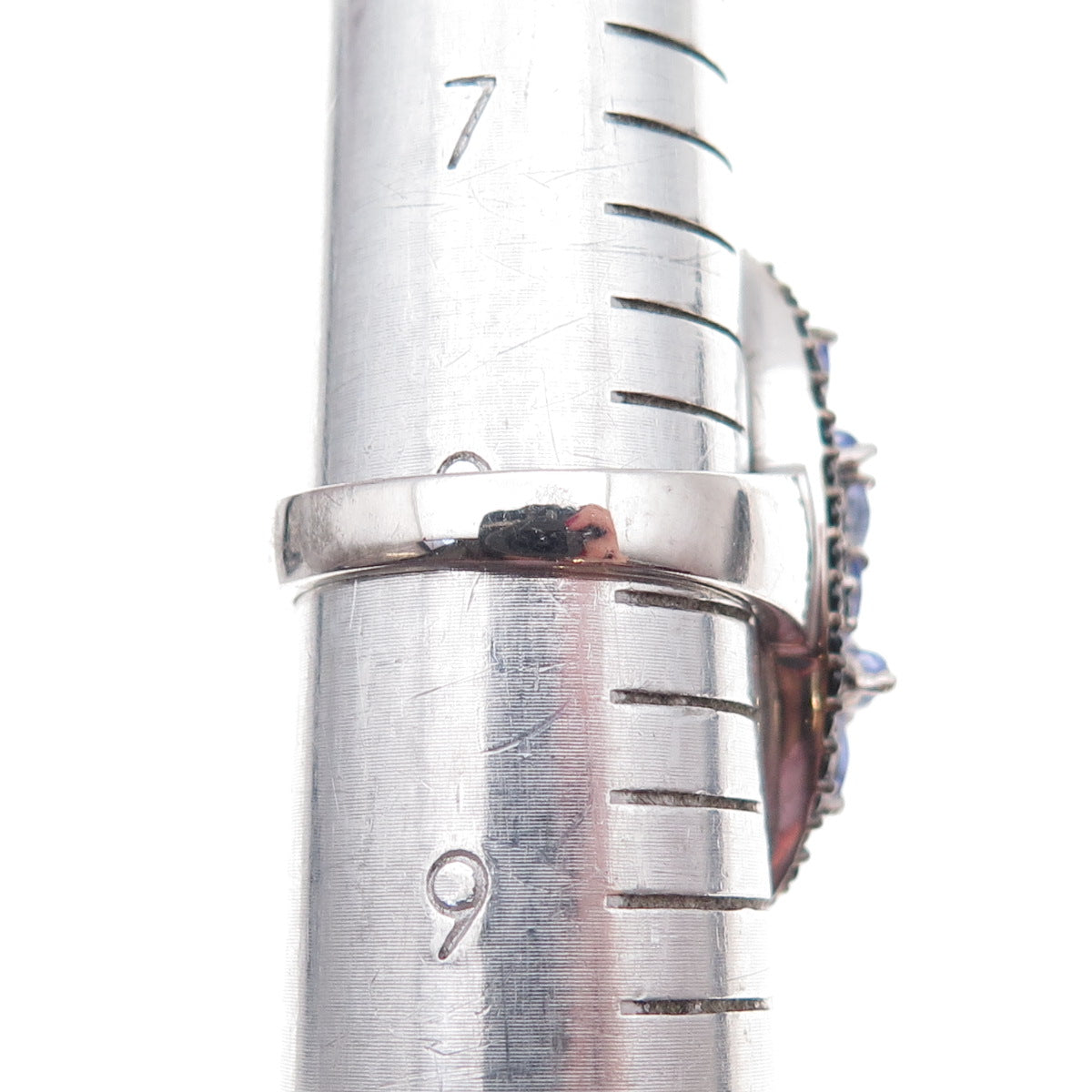 Chuck Clemency 925 Sterling Silver Real Tanzanite & Black Spinel Ring Size 8.25
