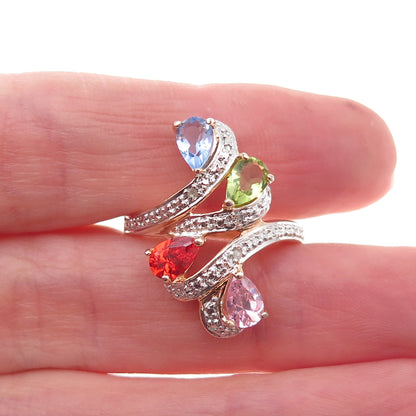 Ross Simons 925 Sterling Gold Plated Real Diamond Accent & Multi-Gem Ring Size 8