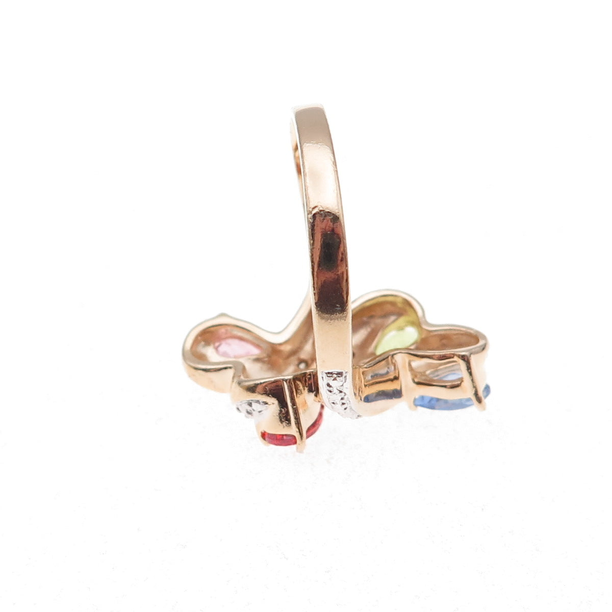 Ross Simons 925 Sterling Gold Plated Real Diamond Accent & Multi-Gem Ring Size 8