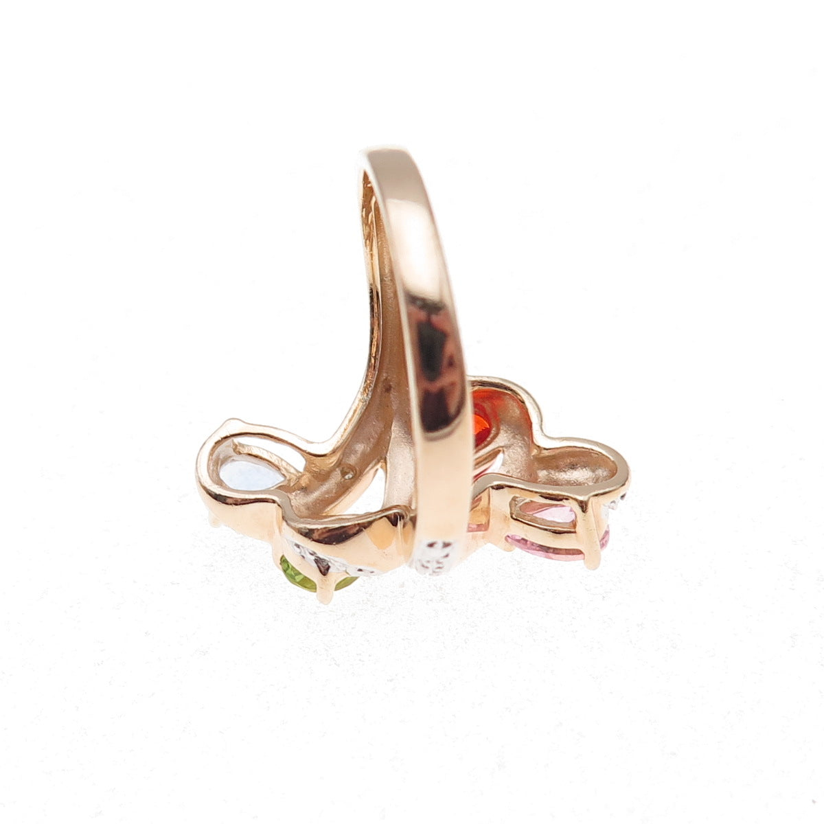 Ross Simons 925 Sterling Gold Plated Real Diamond Accent & Multi-Gem Ring Size 8