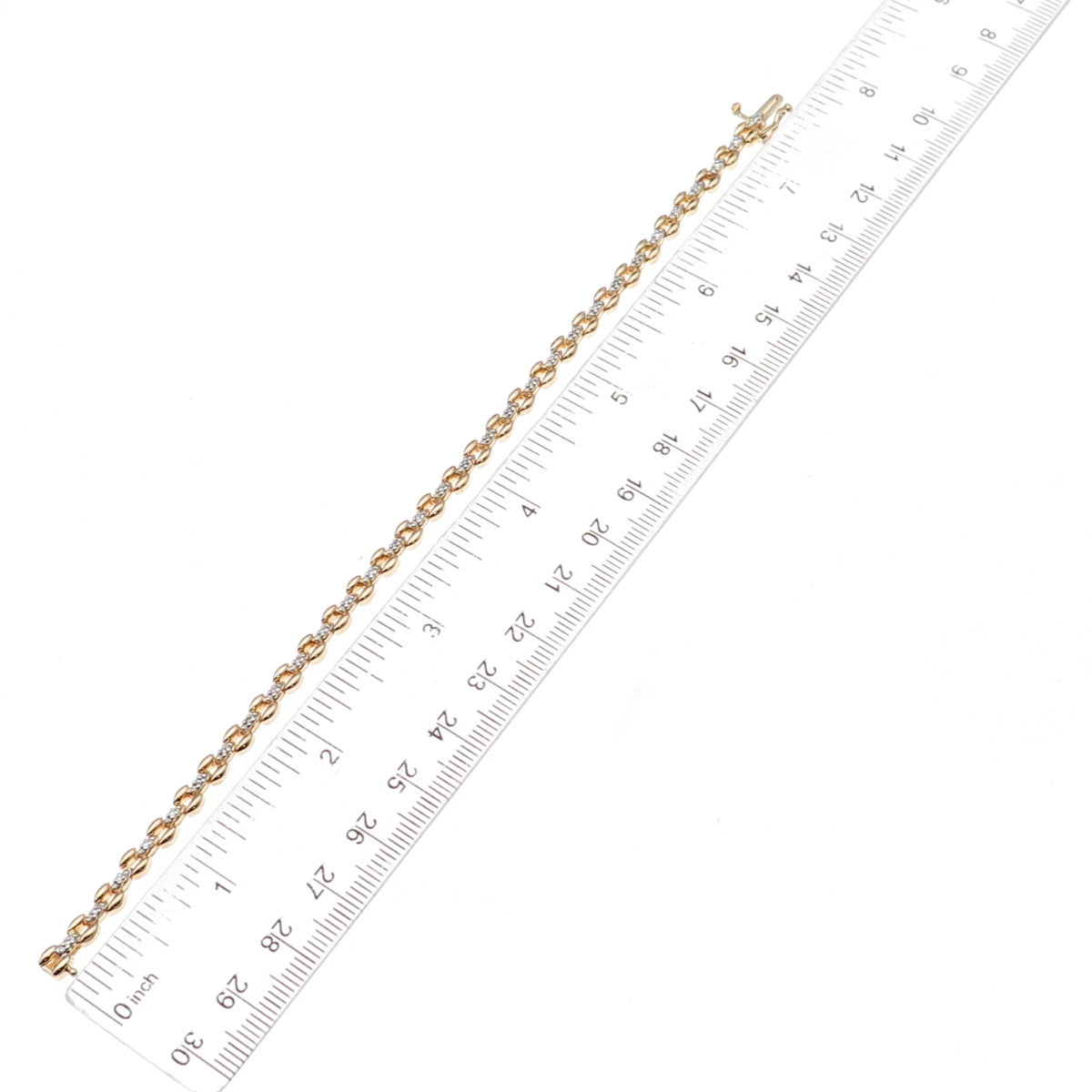 Heng Ngai 925 Sterling Silver Gold Plated Real Round-Cut Diamond Bracelet 7.25"