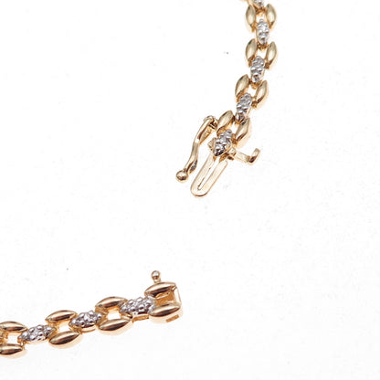 Heng Ngai 925 Sterling Silver Gold Plated Real Round-Cut Diamond Bracelet 7.25"
