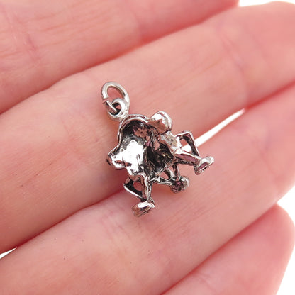 925 Sterling Silver Vintage Lunar Lander Spacecraft Oxidized 3D Charm Pendant