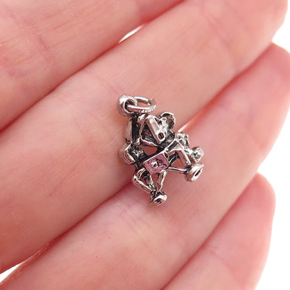 925 Sterling Silver Vintage Lunar Lander Spacecraft Oxidized 3D Charm Pendant